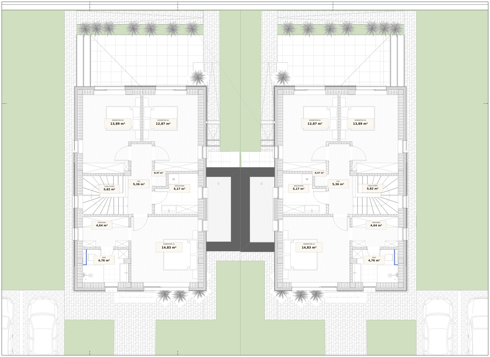 Plan etaj casă cuplată